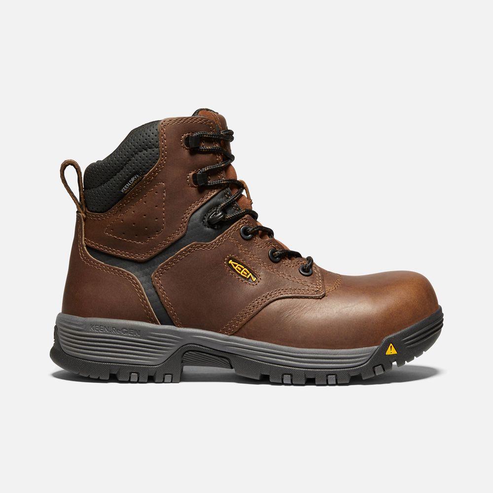 Botte de Travail Keen Femme Marron | Chicago 6" Waterproof (Carbon-Fiber Toe) | YJLFQ-4967